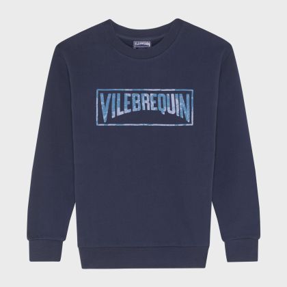 Vilebrequin - Sweatshirt Aus Bio-baumwolle Mit Geflocktem Vilebrequin-logo Für Kinder - Sweatshirt - Garibou - Blau - Größe 12 Vilebrequin - Sweatshirt Aus Bio-baumwolle Mit Geflocktem Vilebrequin-logo Für Kinder - Sweatshirt - Garibou - Blau - Größe 12