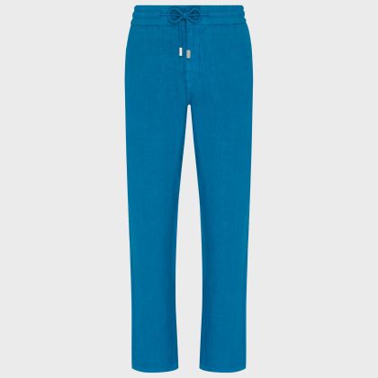 Vilebrequin - Solid Gerade Geschnittene Leinenhose Für Herren - Hose - Parc - Blau - Größe S Vilebrequin - Solid Gerade Geschnittene Leinenhose Für Herren - Hose - Parc - Blau - Größe S