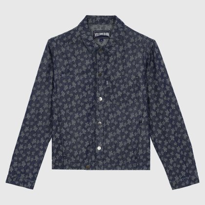 Vilebrequin - Ronde Des Tortues Jacquard Jacke Aus Leichtem Denim Für Herren - Jacke - Leoube - Blau - Größe L Vilebrequin - Ronde Des Tortues Jacquard Jacke Aus Leichtem Denim Für Herren - Jacke - Leoube - Blau - Größe L