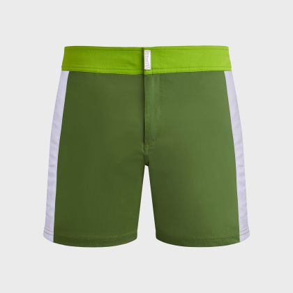 Vilebrequin - Color Block Stretch-badeshorts Mit Flachem Bund Für Herren - Bademode - Merle - Grün - Größe M Vilebrequin - Color Block Stretch-badeshorts Mit Flachem Bund Für Herren - Bademode - Merle - Grün - Größe M