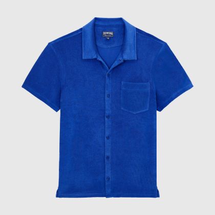 Vilebrequin - Solid Unisex-bowling-hemd Aus Baumwolle - Hemd - Charli - Blau - Größe XXL Vilebrequin - Solid Unisex-bowling-hemd Aus Baumwolle - Hemd - Charli - Blau - Größe XXL