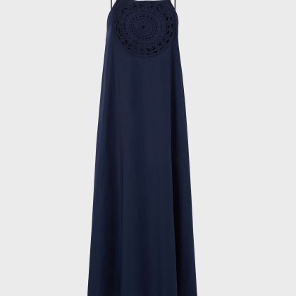 Vilebrequin - Midi-kleid Aus Popeline Mit Häkel-medaillon - Kleid - Lizie - Blau - Größe L Vilebrequin - Midi-kleid Aus Popeline Mit Häkel-medaillon - Kleid - Lizie - Blau - Größe L