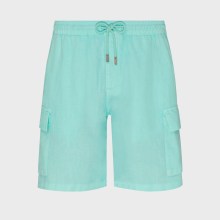 Vilebrequin - Einfarbige Leinen-bermudashorts Mit Cargotaschen Für Herren - Bermuda - Baie - Grün - Größe S Vilebrequin - Einfarbige Leinen-bermudashorts Mit Cargotaschen Für Herren - Bermuda - Baie - Grün - Größe S