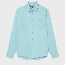 Vilebrequin - Einfarbiges Hemd Aus Leinen Für Herren - Hemd - Caroubis - Blau - Größe S Vilebrequin - Einfarbiges Hemd Aus Leinen Für Herren - Hemd - Caroubis - Blau - Größe S