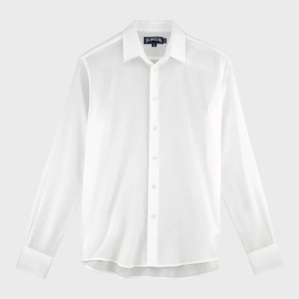 Vilebrequin - Leichtes Solid Unisex-hemd Aus Baumwollvoile - Hemd - Caracal - Weiss - Größe S Vilebrequin - Leichtes Solid Unisex-hemd Aus Baumwollvoile - Hemd - Caracal - Weiss - Größe S