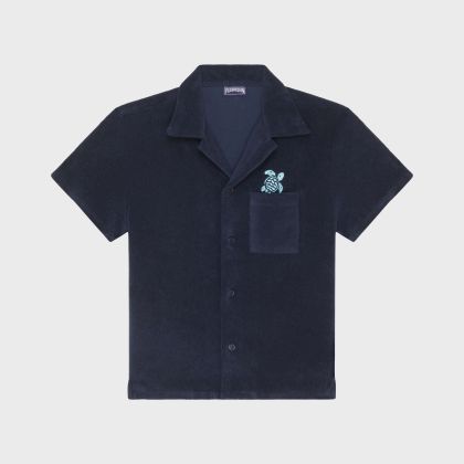 Vilebrequin - Besticktes Turtle Bowling-hemd Aus Frottee Für Jungen - Hemd - Gunther - Blau - Größe 4 Vilebrequin - Besticktes Turtle Bowling-hemd Aus Frottee Für Jungen - Hemd - Gunther - Blau - Größe 4