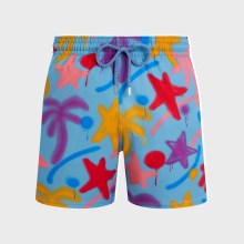 Vilebrequin - Kurze Spray Paint Stretch-badeshorts Für Herren - Vbq X Palm Angels - Bademode - Monrise - Blau - Größe XL Vilebrequin - Kurze Spray Paint Stretch-badeshorts Für Herren - Vbq X Palm Angels - Bademode - Monrise - Blau - Größe XL