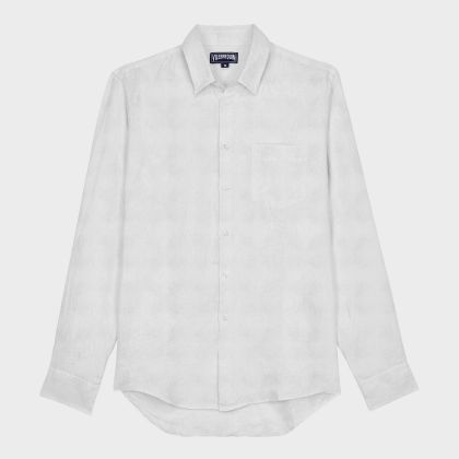 Vilebrequin - Turtle Monogram Hemd Aus Leinen Und Baumwolle Für Herren - Hemd - Caroubis - Weiss - Größe XXXL Vilebrequin - Turtle Monogram Hemd Aus Leinen Und Baumwolle Für Herren - Hemd - Caroubis - Weiss - Größe XXXL