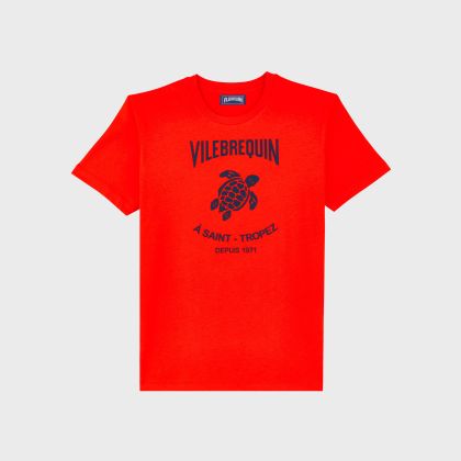 Vilebrequin - T-shirt Aus Baumwolle Mit Logoprägung Für Herren - T-shirt - Portisol - Rot - Größe S Vilebrequin - T-shirt Aus Baumwolle Mit Logoprägung Für Herren - T-shirt - Portisol - Rot - Größe S