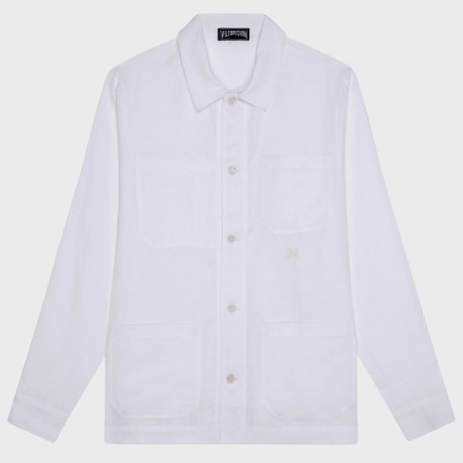 Vilebrequin - Herren-leinen-overshirt Uni - Jacke - Corentin - Weiss - Größe M Vilebrequin - Herren-leinen-overshirt Uni - Jacke - Corentin - Weiss - Größe M