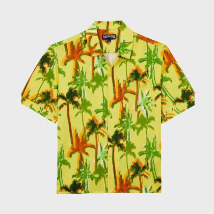 Vilebrequin - Palms Offset Hemd Aus Baumwolle Für Herren - Hemd - Charli - Gelb - Größe XXXL Vilebrequin - Palms Offset Hemd Aus Baumwolle Für Herren - Hemd - Charli - Gelb - Größe XXXL