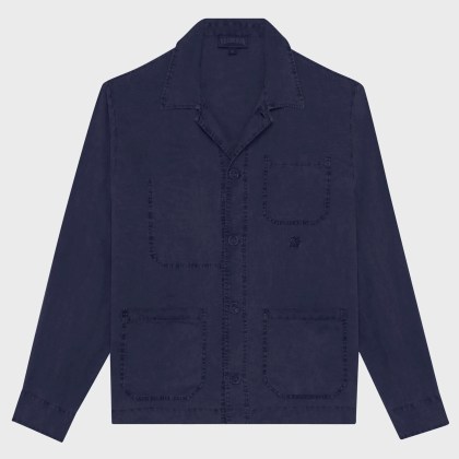 Vilebrequin - Herren-leinen-overshirt Uni - Jacke - Corentin - Blau - Größe XXL Vilebrequin - Herren-leinen-overshirt Uni - Jacke - Corentin - Blau - Größe XXL