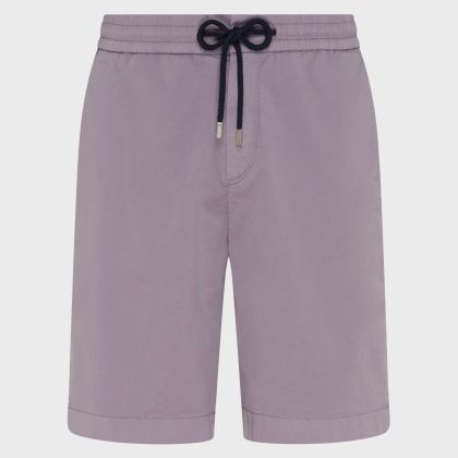 Vilebrequin - Men Satin Cotton Elastic Waist Bermuda Shorts Solid - Bermuda - Bartolo - Violett - Größe L Vilebrequin - Men Satin Cotton Elastic Waist Bermuda Shorts Solid - Bermuda - Bartolo - Violett - Größe L