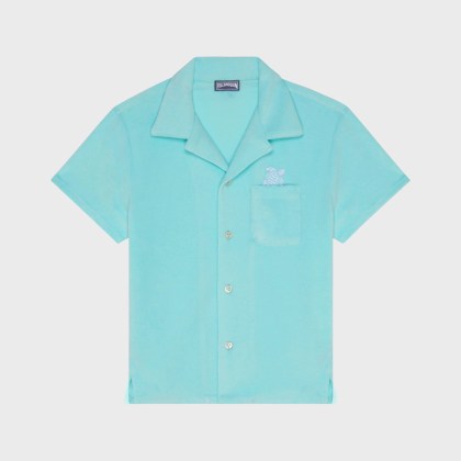 Vilebrequin - Besticktes Turtle Bowling-hemd Aus Frottee Für Jungen - Hemd - Gunther - Blau - Größe 10 Vilebrequin - Besticktes Turtle Bowling-hemd Aus Frottee Für Jungen - Hemd - Gunther - Blau - Größe 10