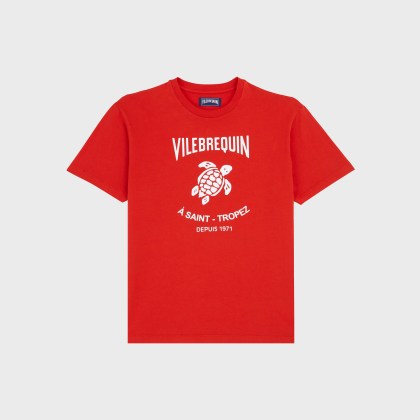 Vilebrequin - Gomy Baumwoll-t-shirt Mit Aufgedrucktem Logo Für Herren - T-shirt - Portisol - Rot - Größe L Vilebrequin - Gomy Baumwoll-t-shirt Mit Aufgedrucktem Logo Für Herren - T-shirt - Portisol - Rot - Größe L