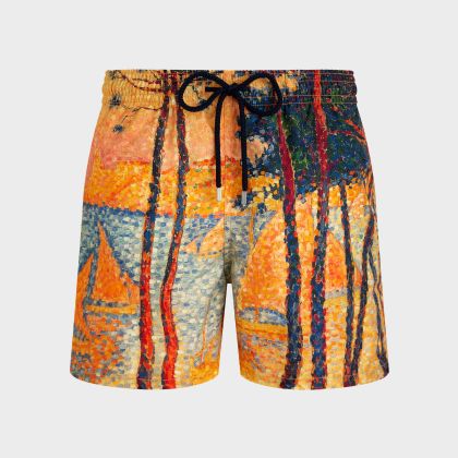 Vilebrequin - Voile Et Pins 360° Badeshorts Für Herren - Vilebrequin X Paul Signac - Bademode - Moopea - Gelb - Größe L Vilebrequin - Voile Et Pins 360° Badeshorts Für Herren - Vilebrequin X Paul Signac - Bademode - Moopea - Gelb - Größe L