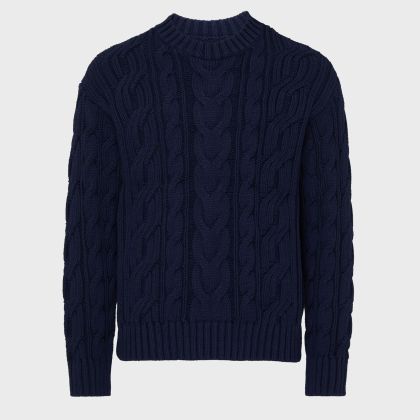 Vilebrequin - Herren Zopfmuster-baumwollpullover - Pullover - Philippe - Blau - Größe XXL Vilebrequin - Herren Zopfmuster-baumwollpullover - Pullover - Philippe - Blau - Größe XXL