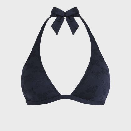 Vilebrequin - Turtle Monogram Neckholder-bikinioberteil Aus Jacquard Für Damen - Bademode - Fleche - Blau - Größe S Vilebrequin - Turtle Monogram Neckholder-bikinioberteil Aus Jacquard Für Damen - Bademode - Fleche - Blau - Größe S