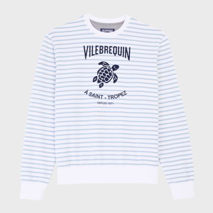 Vilebrequin - Gestreiftes Baumwoll-sweatshirt Mit Rundhalsausschnitt Für Herren - Sweatshirt - Jorasses - Blau - Größe XXXL Vilebrequin - Gestreiftes Baumwoll-sweatshirt Mit Rundhalsausschnitt Für Herren - Sweatshirt - Jorasses - Blau - Größe XXXL
