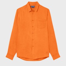 Vilebrequin - Einfarbiges Hemd Aus Leinen Für Herren - Hemd - Caroubis - Orange - Größe XXXL Vilebrequin - Einfarbiges Hemd Aus Leinen Für Herren - Hemd - Caroubis - Orange - Größe XXXL