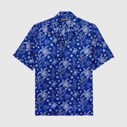 Vilebrequin - X-ray Turtles Bowling-hemd Aus Seide Für Herren - Hemd - Charli - Blau - Größe L Vilebrequin - X-ray Turtles Bowling-hemd Aus Seide Für Herren - Hemd - Charli - Blau - Größe L