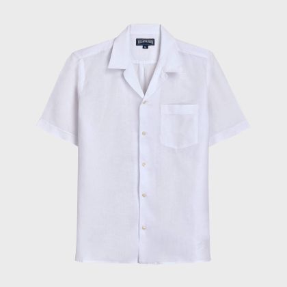 Vilebrequin - Solid Bowling-hemd Aus Leinen Für Herren - Hemd - Charli - Weiss - Größe XXL Vilebrequin - Solid Bowling-hemd Aus Leinen Für Herren - Hemd - Charli - Weiss - Größe XXL