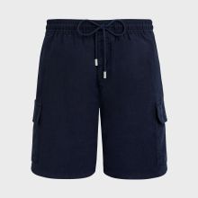 Vilebrequin - Einfarbige Leinen-bermudashorts Mit Cargotaschen Für Herren - Bermuda - Baie - Blau - Größe 5XL Vilebrequin - Einfarbige Leinen-bermudashorts Mit Cargotaschen Für Herren - Bermuda - Baie - Blau - Größe 5XL