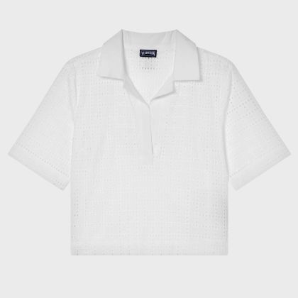 Vilebrequin - Geometrisches Broderie-anglaise Shirt Für Damen - Tunika - Fallon - Weiss - Größe XS Vilebrequin - Geometrisches Broderie-anglaise Shirt Für Damen - Tunika - Fallon - Weiss - Größe XS