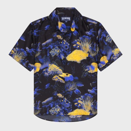 Vilebrequin - Coral Reef Bowling-hemd Aus Seide Für Herren - Hemd - Courbis - Schwarz - Größe XXL Vilebrequin - Coral Reef Bowling-hemd Aus Seide Für Herren - Hemd - Courbis - Schwarz - Größe XXL