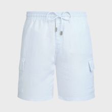 Vilebrequin - Einfarbige Leinen-bermudashorts Mit Cargotaschen Für Herren - Bermuda - Baie - Weiss - Größe 6XL Vilebrequin - Einfarbige Leinen-bermudashorts Mit Cargotaschen Für Herren - Bermuda - Baie - Weiss - Größe 6XL