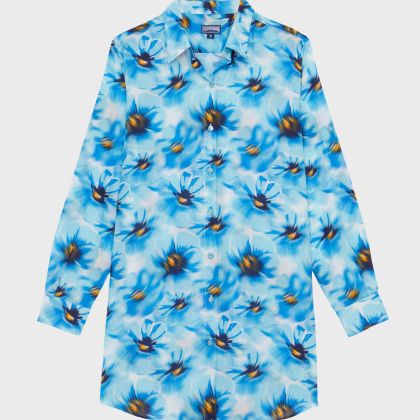 Vilebrequin - Poppies Hemdkleid Aus Baumwollvoile Für Damen - Kleid Im Hemd-stil - Fragance - Blau - Größe L Vilebrequin - Poppies Hemdkleid Aus Baumwollvoile Für Damen - Kleid Im Hemd-stil - Fragance - Blau - Größe L