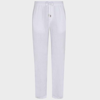 Vilebrequin - Solid Gerade Geschnittene Leinenhose Für Herren - Hose - Parc - Weiss - Größe XXL Vilebrequin - Solid Gerade Geschnittene Leinenhose Für Herren - Hose - Parc - Weiss - Größe XXL