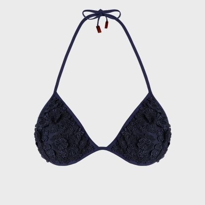 Vilebrequin - Besticktes Triangel-bikini-oberteil Aus Guipure-spitze Florale - Bademode - Saint - Blau - Größe M/L Vilebrequin - Besticktes Triangel-bikini-oberteil Aus Guipure-spitze Florale - Bademode - Saint - Blau - Größe M/L