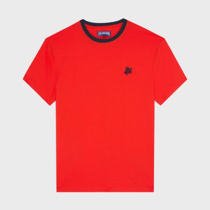Vilebrequin - Bicolor T-shirt Aus Bio-baumwolle Für Herren - T-shirt - Tewis - Rot - Größe XL Vilebrequin - Bicolor T-shirt Aus Bio-baumwolle Für Herren - T-shirt - Tewis - Rot - Größe XL