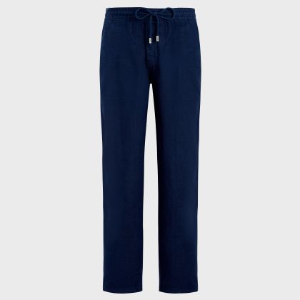 Vilebrequin - Solid Gerade Geschnittene Leinenhose Für Herren - Hose - Parc - Blau - Größe M Vilebrequin - Solid Gerade Geschnittene Leinenhose Für Herren - Hose - Parc - Blau - Größe M
