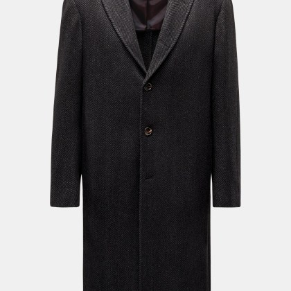 Stile Latino - Herren - Cashmere Mantel %27Cuenea%27 dunkelgrau/schwarz gemustert Stile Latino - Herren - Cashmere Mantel %27Cuenea%27 dunkelgrau/schwarz gemustert