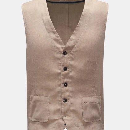Weber+Weber - Herren - Weste %27Linen Tencel Travel Gilet%27 beige Weber+Weber - Herren - Weste %27Linen Tencel Travel Gilet%27 beige