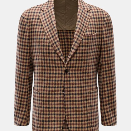 Stile Latino - Herren - Cashmere Sakko %27Vincenzo%27 camel/dunkelbraun/schwarz kariert Stile Latino - Herren - Cashmere Sakko %27Vincenzo%27 camel/dunkelbraun/schwarz kariert