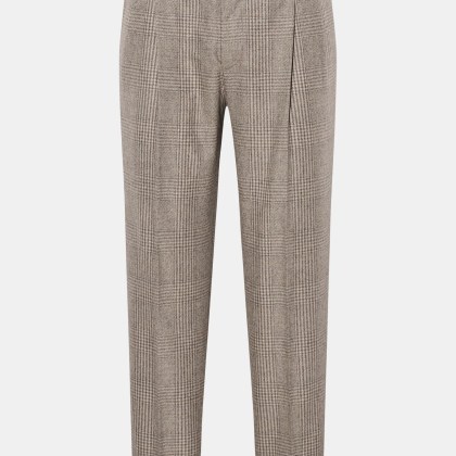 PT Torino - Herren - Wollhose %27Carrot Fit%27 grau/creme/navy kariert PT Torino - Herren - Wollhose %27Carrot Fit%27 grau/creme/navy kariert