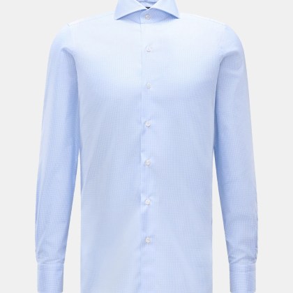 Finamore - Herren - Business Hemd %27Sergio Napoli%27 Haifisch-Kragen hellblau/weiß kariert Finamore - Herren - Business Hemd %27Sergio Napoli%27 Haifisch-Kragen hellblau/weiß kariert