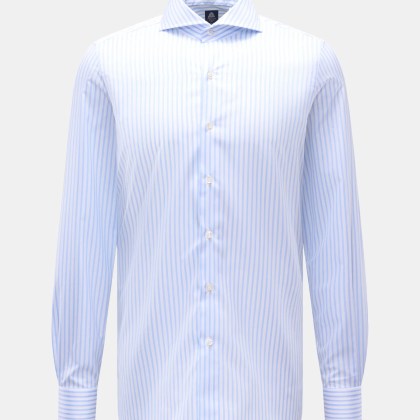 Finamore - Herren - Business Hemd %27Sergio Napoli%27 Haifisch-Kragen hellblau/weiß gestreift Finamore - Herren - Business Hemd %27Sergio Napoli%27 Haifisch-Kragen hellblau/weiß gestreift