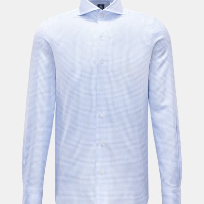 Finamore - Herren - Business Hemd %27Sergio Napoli%27 Haifisch-Kragen hellblau/weiß kariert Finamore - Herren - Business Hemd %27Sergio Napoli%27 Haifisch-Kragen hellblau/weiß kariert