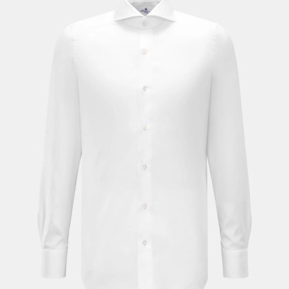 Finamore - Herren - Oxford-Hemd %27Sergio Milano%27 Haifisch-Kragen weiß Finamore - Herren - Oxford-Hemd %27Sergio Milano%27 Haifisch-Kragen weiß