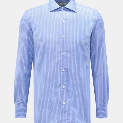 Borrelli - Herren - Business Hemd %27Luciano%27 Kent-Kragen weiß/blau gestreift Borrelli - Herren - Business Hemd %27Luciano%27 Kent-Kragen weiß/blau gestreift