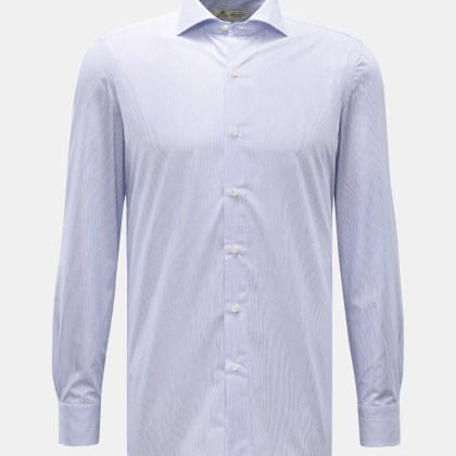 Borrelli - Herren - Business Hemd %27Nando%27 Haifisch-Kragen dunkelblau/weiß gestreift Borrelli - Herren - Business Hemd %27Nando%27 Haifisch-Kragen dunkelblau/weiß gestreift