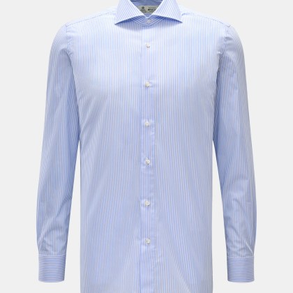Borrelli - Herren - Business Hemd %27Nando%27 Haifisch-Kragen hellblau/weiß gestreift Borrelli - Herren - Business Hemd %27Nando%27 Haifisch-Kragen hellblau/weiß gestreift