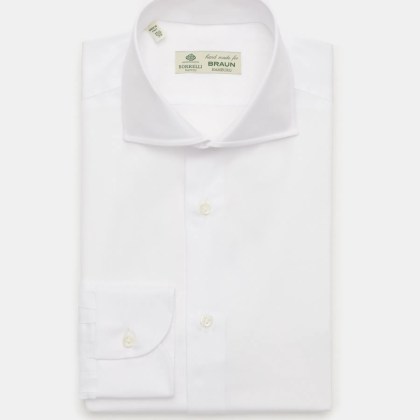 Borrelli - Herren - Business Hemd %27Nando%27 Haifisch-Kragen weiß Borrelli - Herren - Business Hemd %27Nando%27 Haifisch-Kragen weiß