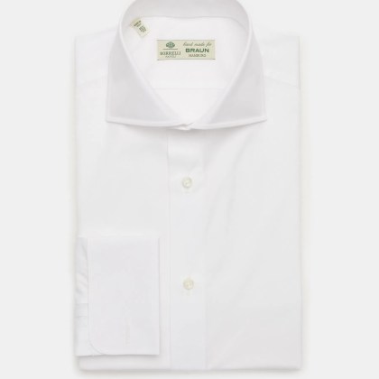 Borrelli - Herren - Business Hemd %27Nando%27 Haifisch-Kragen weiß Borrelli - Herren - Business Hemd %27Nando%27 Haifisch-Kragen weiß