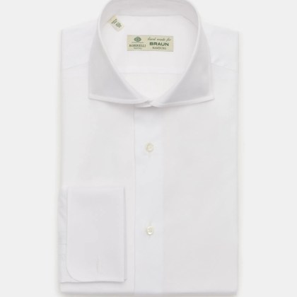 Borrelli - Herren - Business Hemd %27Nando%27 Haifisch-Kragen weiß Borrelli - Herren - Business Hemd %27Nando%27 Haifisch-Kragen weiß