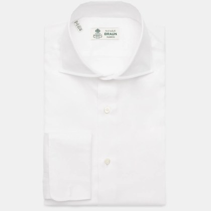 Borrelli - Herren - Business Hemd %27Nando%27 Haifisch-Kragen weiß Borrelli - Herren - Business Hemd %27Nando%27 Haifisch-Kragen weiß